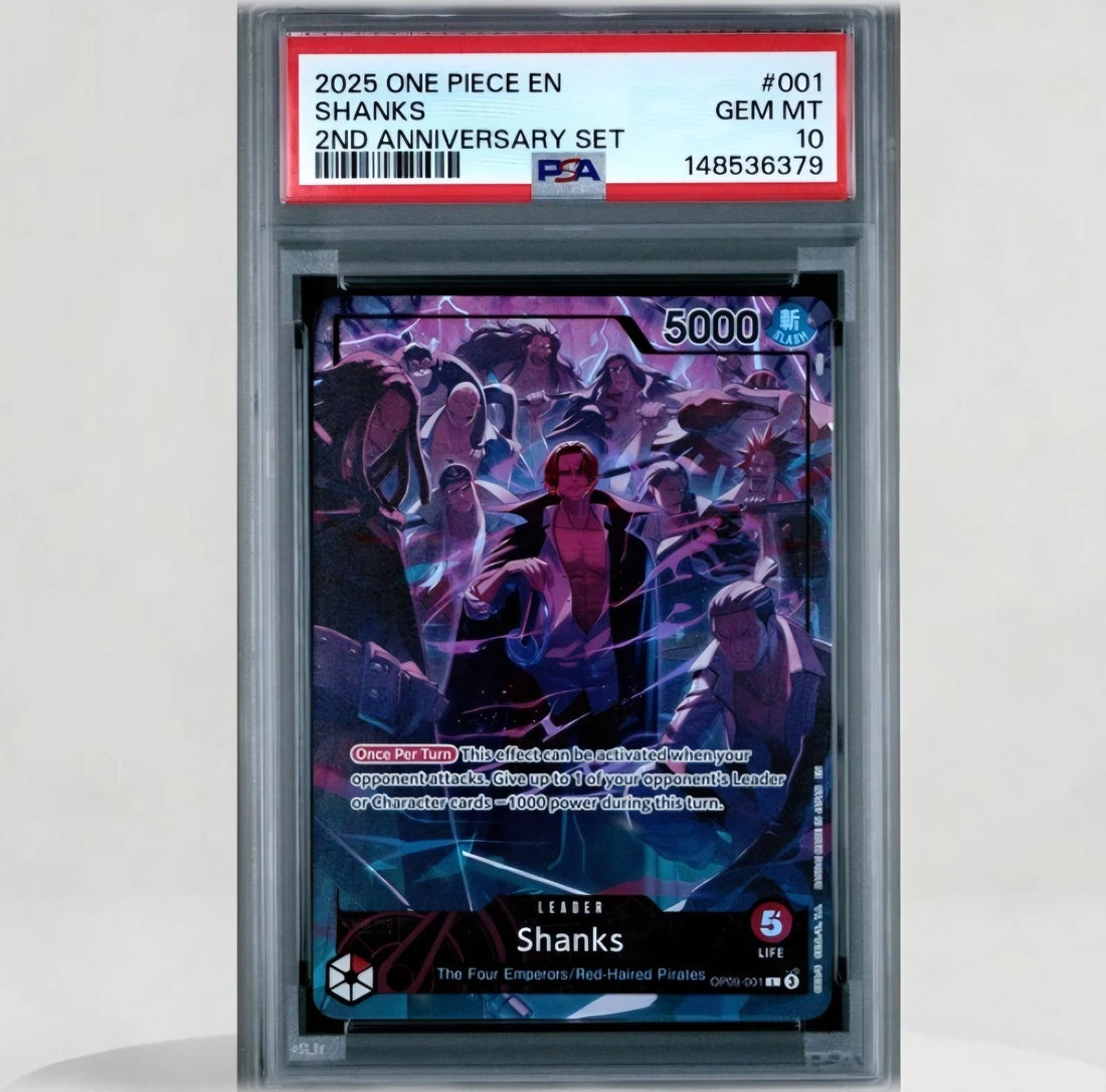 2025 One Piece PSA 10 Shanks OP09-001 2nd Anniversary Set Leader Promo English image 1
