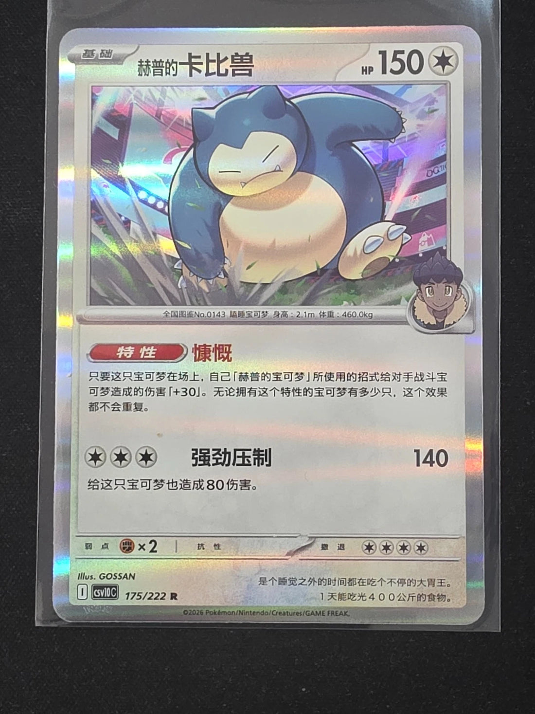 Hop's Snorlax 175/222 CSV10C Chasing Glory Together Chinese Pokemon Card NM image 1