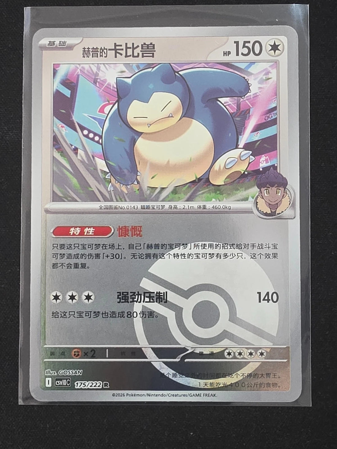 Hop's Snorlax 175/222 CSV10C Chasing Glory Together Chinese Pokeball NM image 1
