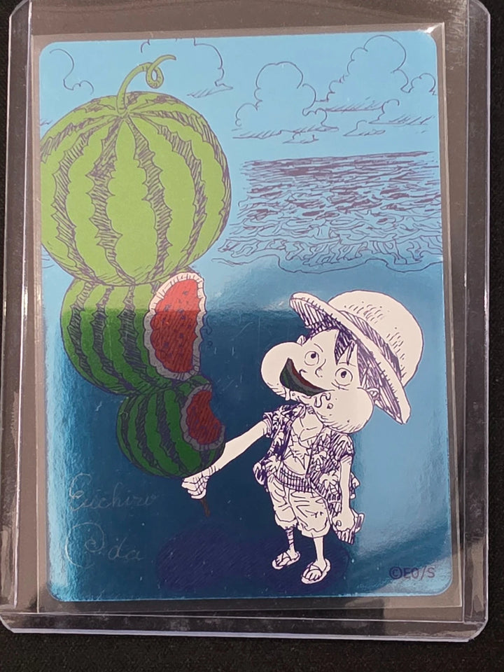 One Piece Luffy Watermelon MetaKira NatsuComi 2026 Eiichiro Oda Promo Card Japan image 1