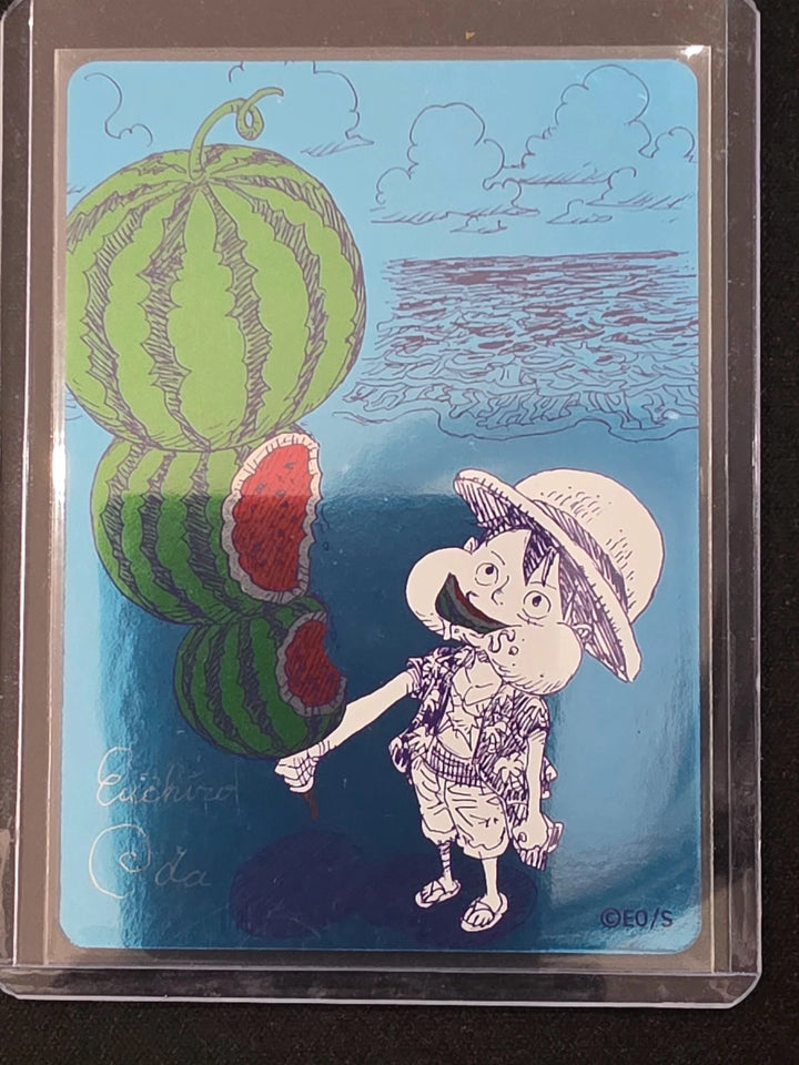 One Piece Luffy Watermelon MetaKira NatsuComi 2026 Eiichiro Oda Promo Card Japan image 1