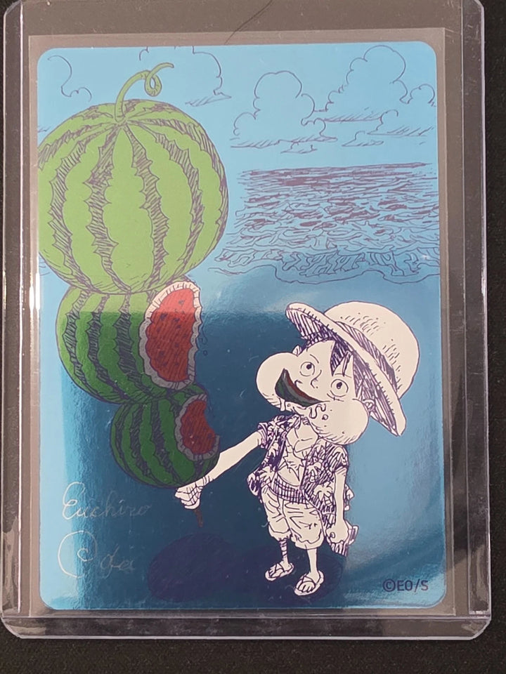 One Piece Luffy Watermelon MetaKira NatsuComi 2026 Eiichiro Oda Promo Card Japan image 1