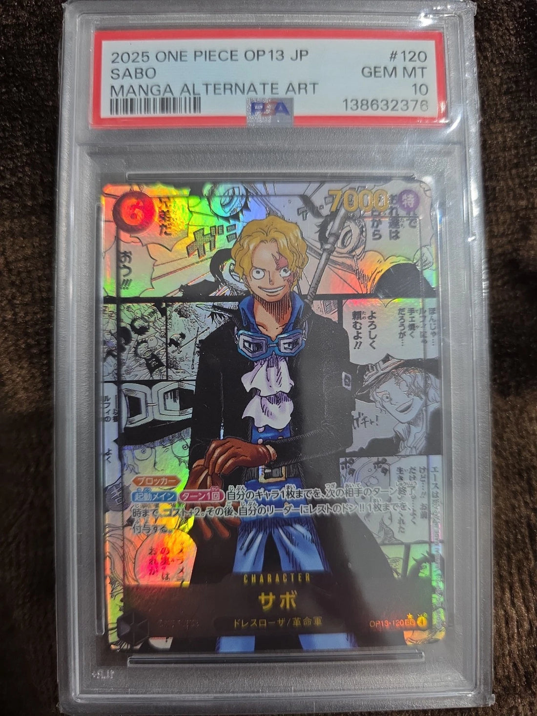 PSA 10 Sabo OP13-120 Manga Alt Art Carrying on His Will ONE PIECE Card Japanese image 1
